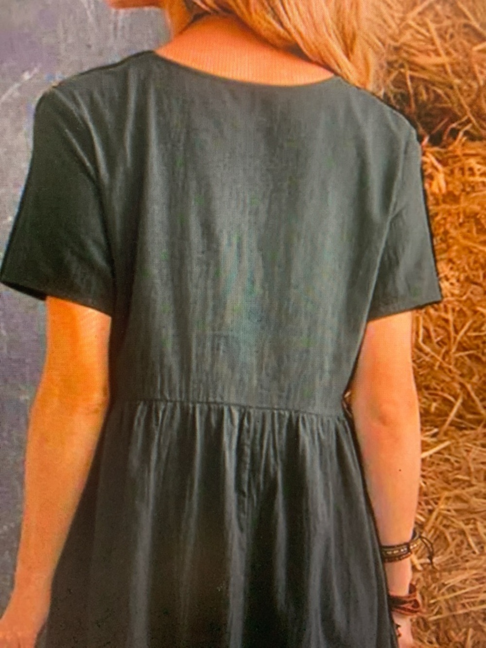 Women’s Short Sleeve Black Midi Dress with Ruffle Hem - Picture 4 of 5